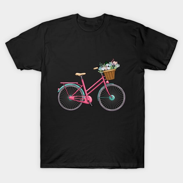 Beautiful woman bicycle with flowers T-Shirt by Markus Schnabel